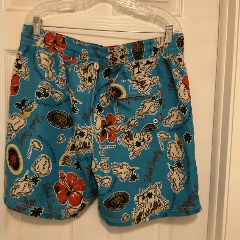 Caribbean Joe  Mens Hawaiian Swim Shorts Size‎ Large